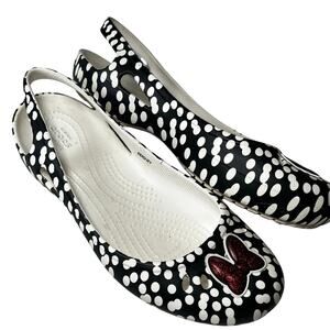 Crocs Kadee Disney Minnie Mouse Slingback Ballet Flats Polka Dot Comfort Slip On